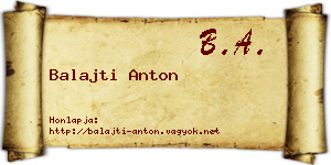 Balajti Anton névjegykártya